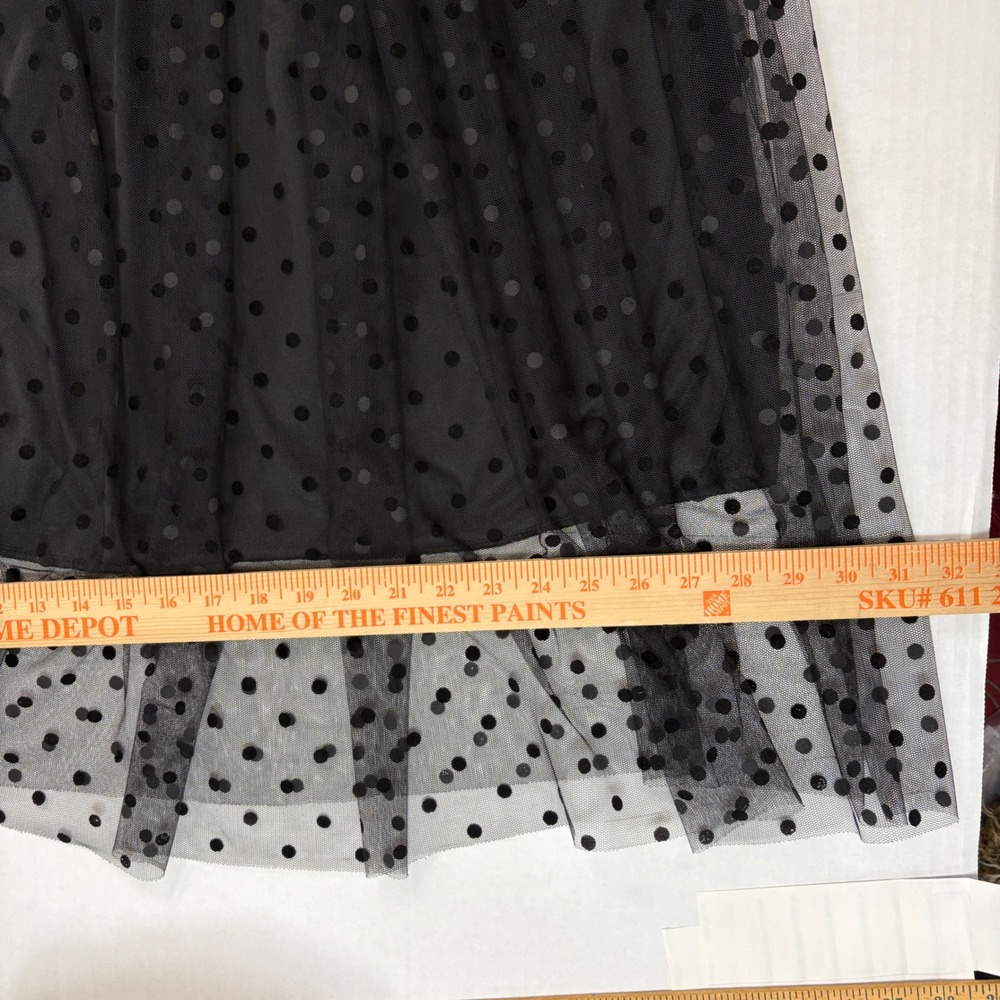 Metro Wear Polka Dot Tulle Midi Skirt Plus Size1X Black Sheer Overlay goth - Picture 4 of 9